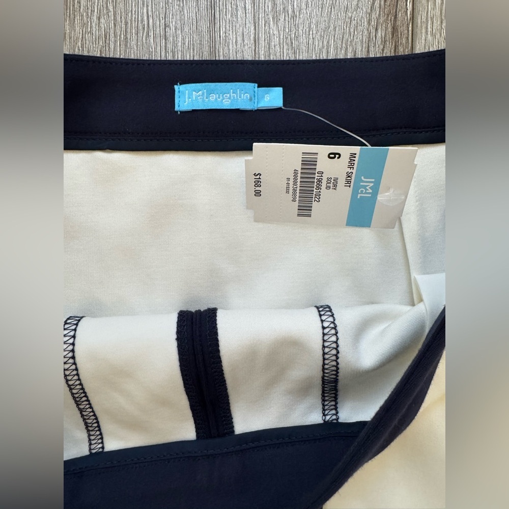 J.Mclaughlin ~ Women's Marf Skirt Mid-Length Pencil Ivory / blue trim Size 6 NWT - Picture 5 of 10